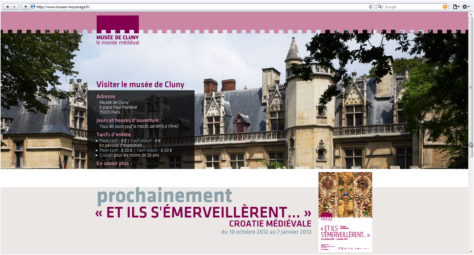 Musée de Cluny, website screenshot.